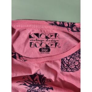 Knicker Bocker Women's Pink Pineapple Print Cotton Knit T-Shirt Crew Neck Size L